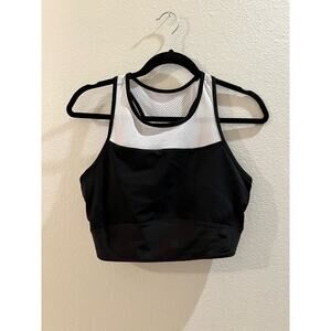 Sports Illustrated Racerback Sports Bra, Women's Size M, Black/White